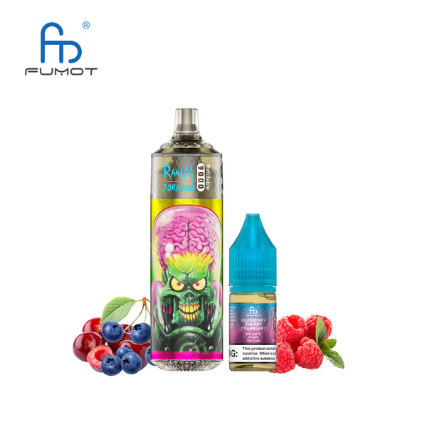Fumot Tornado 9000 Rechargeable 2% Nicotine Blueberry Cherry Cranberry 5pcs