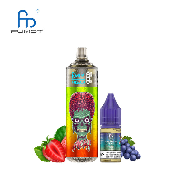 Fumot Tornado 9000 Rechargeable 2% Nicotine Strawberry Grape 5pcs
