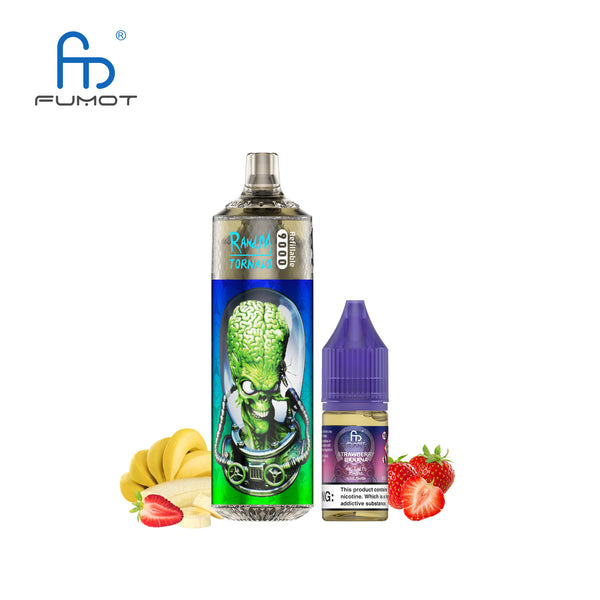 Fumot Tornado 9000 Rechargeable 2% Nicotine Strawberry Banana 5pcs