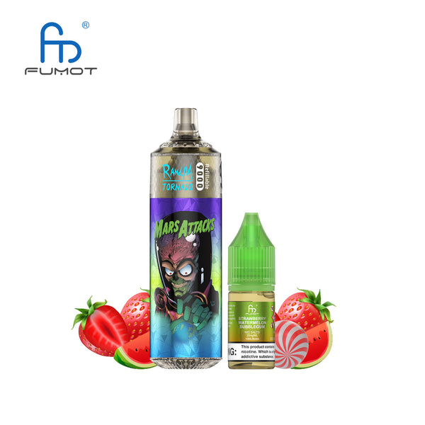 Fumot Tornado 9000 Rechargeable 2% Nicotine Strawberry Watermelon Bubblegum 5pcs
