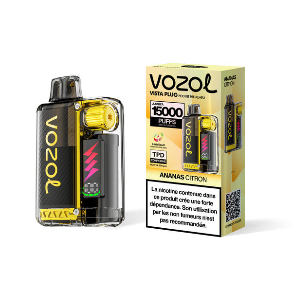 VOZOL VISTA PLUG Kit pod pré-remplis 15000 Puffs ANANAS CITRON 5pcs