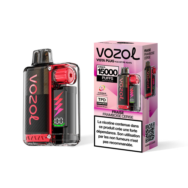 VOZOL VISTA PLUG Kit pod pré-remplis 15000 Puffs FRAISE FRAMBOISE CERISE 5pcs