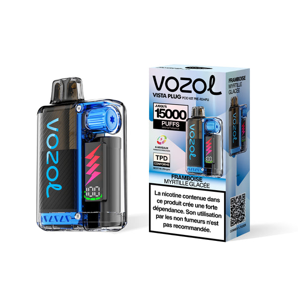 VOZOL VISTA PLUG Kit pod pré-remplis 15000 Puffs FRAMBOISE MYRTILLE GLACÉE 5pcs