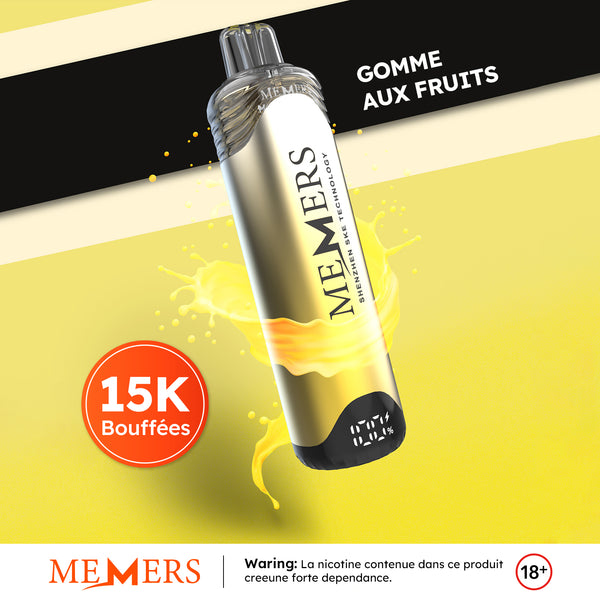 Memers Wukong 15000 Puffs 2% Sels de Nicotine Fruit Gum 5pcs