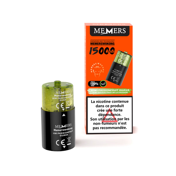 Memers Wukong 15000 Puffs 2% Sels de Nicotine Cartouche Kiwi Passion Fruit Guava 5pcs