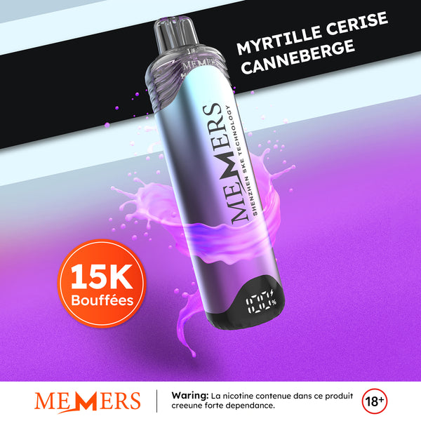 Memers Wukong 15000 Puffs 2% Sels de Nicotine Blueberry Cherry Cranberry 5pcs