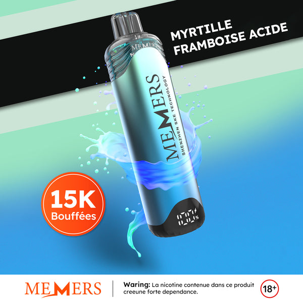 Memers Wukong 15000 Puffs 2% Sels de Nicotine Blueberry Sour Raspberry 5pcs