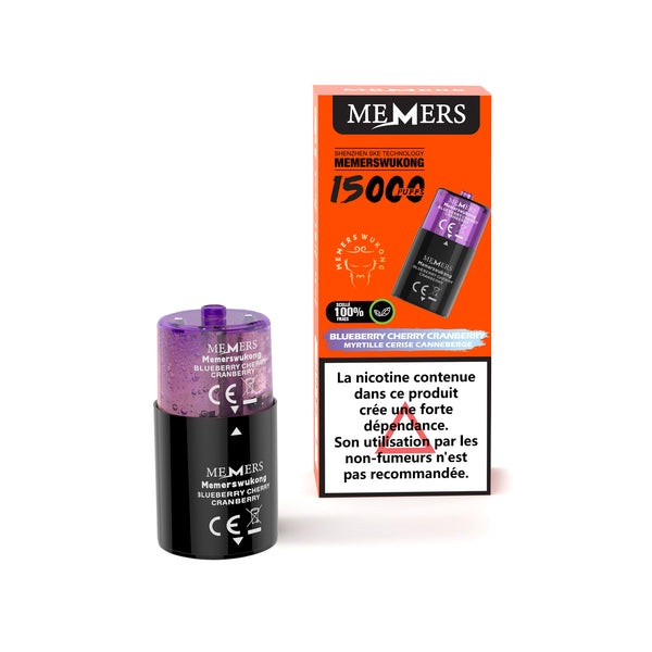 Memers Wukong 15000 Puffs 2% Sels de Nicotine Cartouche Blueberry Cherry Cranberry 5pcs