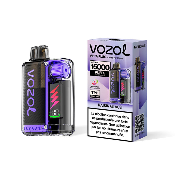 VOZOL VISTA PLUG Kit pod pré-remplis 15000 Puffs RAISIN GLACÉ 5pcs